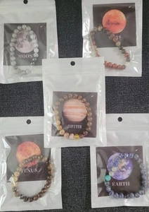 New 5 Different Planets lNatural Stone Bead Bracelets Unisex - Picture 1 of 6