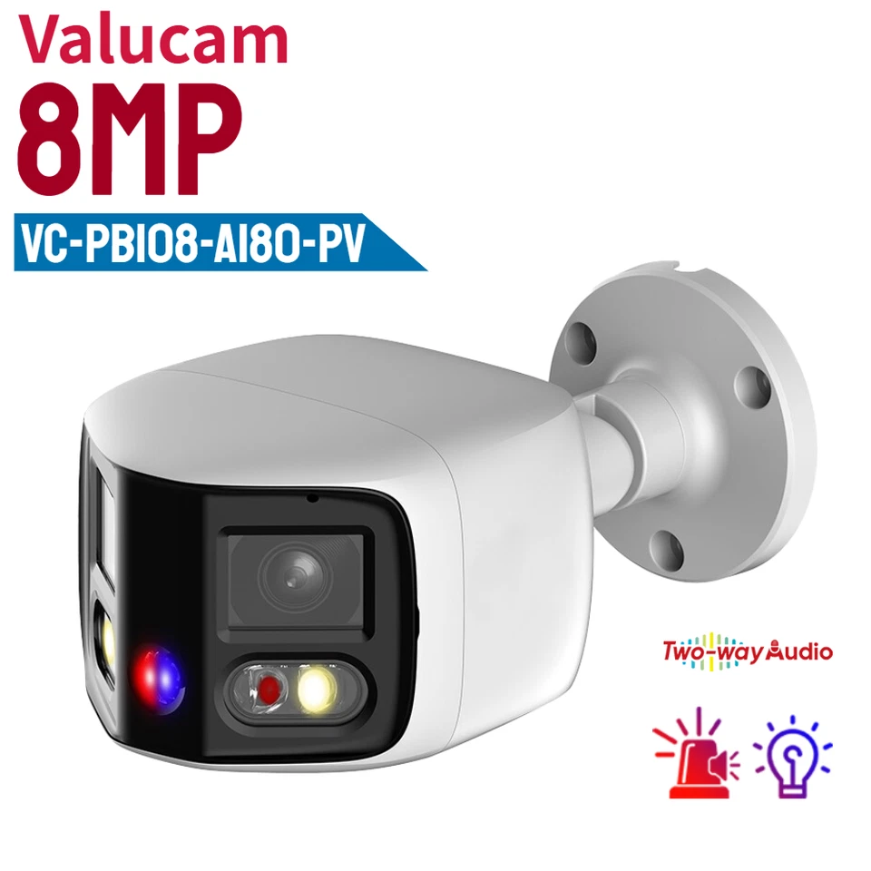 Cámara IP infrarroja visión nocturna color panorámica 180° doble lente 4k 8MP audio bidireccional POE Foto 1 de 2