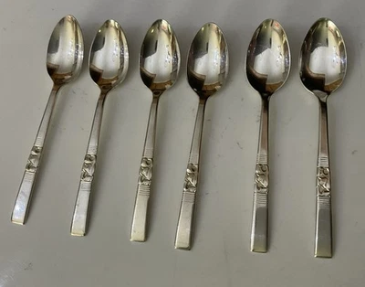 Vtg 6 Oneida Community Silver Plate MORNING STAR 11cm Coffee Teaspoons Cutlery - Image 1 of 4