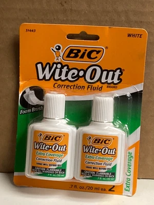 BIC Wite-Out Líquido Corrector Cobertura Extra 20 ml Botellas Blanco Paquete De 2 Foto 1 de 2