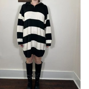 ASOS Design Black White Striped Sweater Dress Size Large Tall - Picture 1 of 4