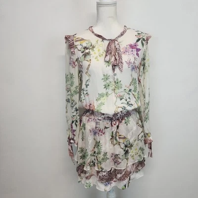 Vestido Hale Bob Floral Volantes Nivel Talla S Transparente Manga Larga Alta Costura Cottage Luxe Foto 1 de 4