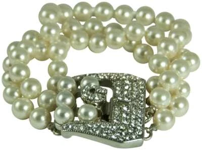 PULSERA KENNETH JAY LANE, 3 FILAS PERLAS PAVÉ CRISTAL CIERRE HEBILLA Foto 1 de 4