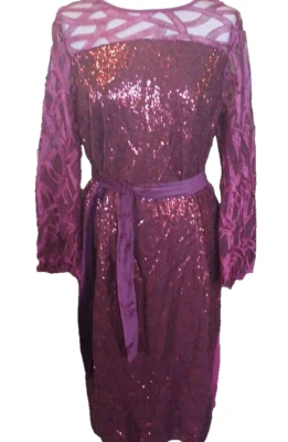 Burgunderrotes Kleid Langarm und optionaler Bindegürtel XL. M16 - Bild 1 von 4