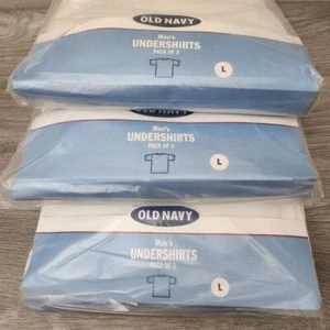 Vintage Old Navy weiße Unterhemden dreier/2er Pack Rundhals Y2K Deadstock Konvolut - Bild 1 von 11