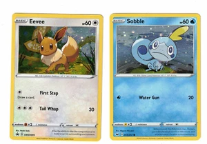 POKEMON 2 CARD  HOLO LOT  EEVEE / SOBBLE - Picture 1 of 2