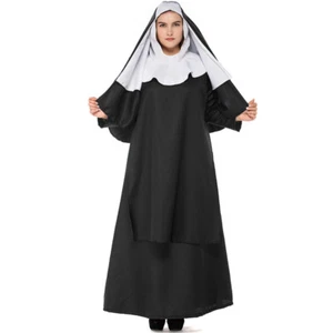 Adulto Damas Religioso Talla Grande Monja Disfraz Santa Hermana Elegante Vestido Conjunto - Imagen 1 de 14
