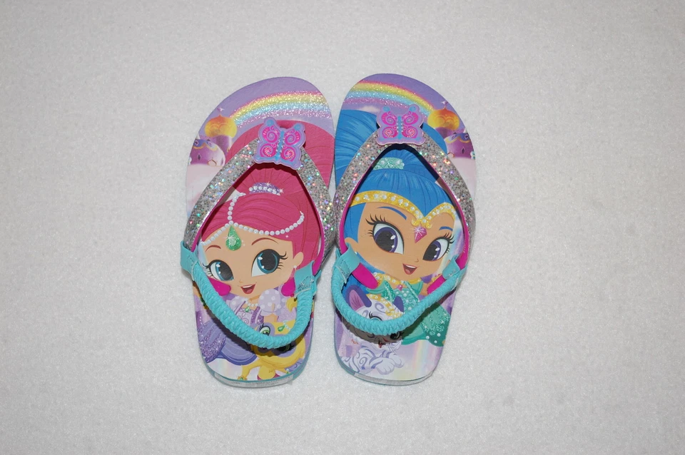 Baby Toddler Girls SHIMMER & SHINE FLIP FLOPS Glitter Sparkle Straps SIZE S 5-6 - Image 1 of 1