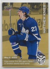 22/23 UPPER DECK GAME DATED MOMENTS GOLD PARALLEL #90 Matthew Knies /100
