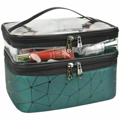 Kit de viaje organizador con asa de almacenamiento bolsa de maquillaje estuche cosmético grande profesional Foto 1 de 4