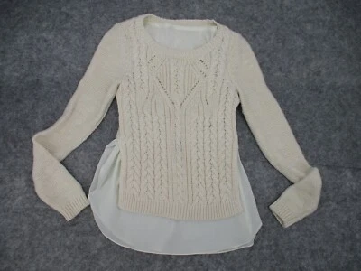 MOTH 女式毛衣 XS 白色女士 XS 透明衬里 Anthropologie 针织休闲 — 第 1/4 张图片