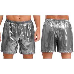 Mens Shiny Metallic Boxer Shorts Loose Fit for Raves & Parties Daily Beach Wear - Picture 1 of 44
