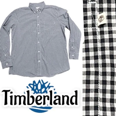 Camisa de vestir Timberland azul a cuadros manga larga para hombre talla XL  Foto 1 de 4