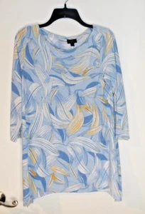 Neu JM COLLECTION Gr. S blau & weiß Tunika Top Pullover Stil 3/4 Ärmel neu ohne Etikett - Bild 1 von 5