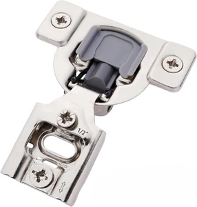 50 DecoBasics 1/2" Overlay Soft Close Cabinet Door Hinges, Satin Nickel w/Screws - Picture 1 of 2