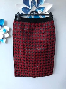 New D & G Dolce & Gabbana party skirt red black houndstooth sz 42 S-M 4-6 - Picture 1 of 6
