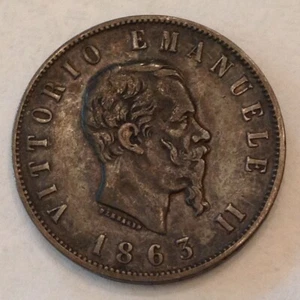 Italy 1863 N BN Victor Emanuele II (2) Two Silver Lire - Picture 1 of 4