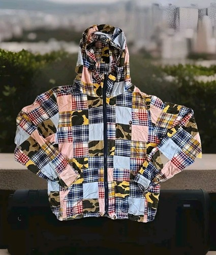 A BATHING APE (BAPE) Raro! GIACCA CON CAPPUCCIO PATCHWORK MIMETICA A Bathing Ape 2013 primavera estate taglia XL