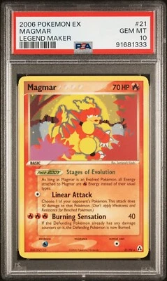2006 Pokemon EX - Legend Maker Magmar #21 PSA 10 GEM MT Low Pop  - Image 1 of 2