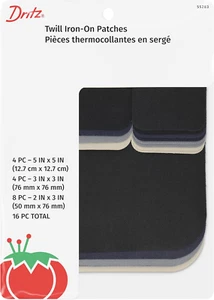 55283 Patches, Iron-On, Twill, Assorted Sizes & Colors (16-Count) - Picture 1 of 3