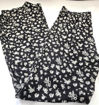 Pantalones H&M Mujer Grandes Negros Beige Floral Pierna Ancha Talla 10 Cintura Elástica Nuevos con Etiquetas A273 Foto 1 de 4