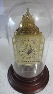 FRANKLIN MINT BIG BEN BRASS SKELETON CLOCK UNDER GLASS DOME GOOD WORKING COND - Picture 1 of 20