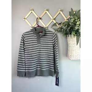 Cherokee Stadium Knit Long Sleeve Gray/White 1/4 Button Sweater US Kids 8/10 Boy - Picture 1 of 5