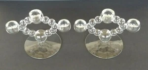 CANDLEWICK by Imperial Glass - Pair of Art Deco Triple Candlesticks - HTF - Picture 1 of 4