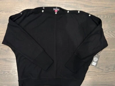 Nuevo con etiquetas lindo y moderno suéter negro Vince Camuto para mujer, talla pequeña, venta al por menor $60 Foto 1 de 3