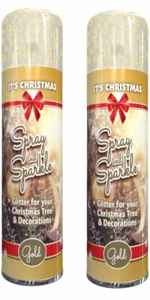 2 x 200ML GLITTER GOLD CHRISTMAS TREE SPRAY - Picture 1 of 1