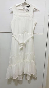 NWT SIMPLY VERA Womens SZ M White BOHO Elegant Midi Belted Dress Sleeveless - Picture 1 of 17