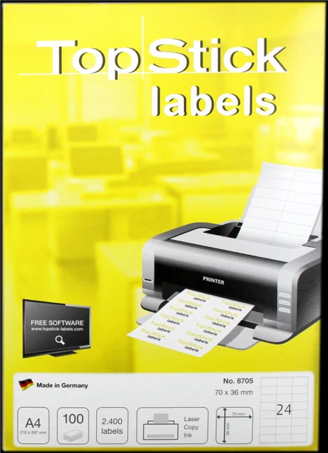 Top Stick Universal Etiketten - Weiß, 70x36mm, 100 Blatt (8705)