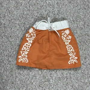 Gap Kids Orange Floral Skirt Girls S Adjustable Waist Short Skirt Canvas Pockets - Picture 1 of 10