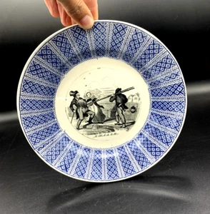 Ancienne assiette parlante en porcelaine "La liberté du trottoir" - Picture 1 of 6