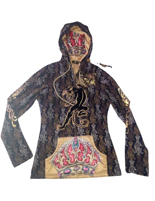 CHRISTIAN AUDIGIER SUDADERA CON CAPUCHA - CREMALLERA FRONTAL MUJER NEGRA PANTERA SUDADERA GRANDE Foto 1 de 4