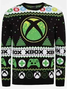xbox mens black mix fairisle christmas jumper size uk XL - Picture 1 of 5