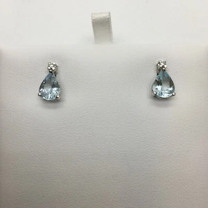 ORECCHINI BIESSE gioielli con acquamarina, diamanti e oro bianco 18 Kt O.6X8/G - Foto 1 di 1