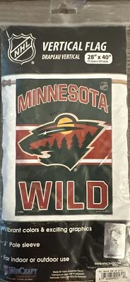 NHL Minnesota Wild Hockey WinCraft 28" x 40" Vertical Flag w/ 3" Pole Sleeve New - Image 1 of 3