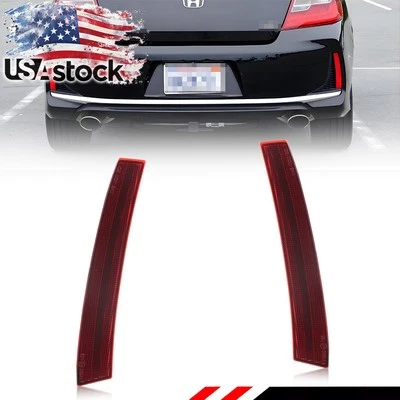 2X Red Lens Rear Bumper Reflector Lights For 2016-2017 Honda Accord Coupe 2DR - Image 1 of 4