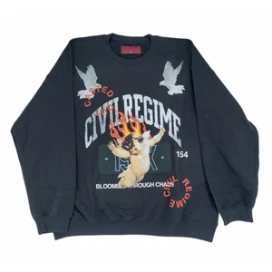 Civil Regime Blooming Through Chaos Black Sweatshirt XL Streetwear Graphic Angel - Foto 1 di 6