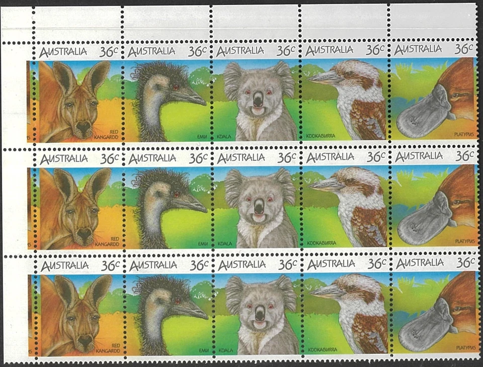 1986 Australian Wildlife Last Tenant Corner Block MNH Set of 15x36c Stamps issue - Image 1 of 1