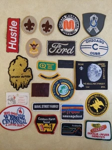 Mixed Lot of 22 Embroidered Cloth Patches Vintage To Modern Hat Cap Uniform - Picture 1 of 6