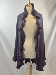 Black Goat Cashmere Purple Wrap Cape with Ruffle Trim - Picture 1 of 5