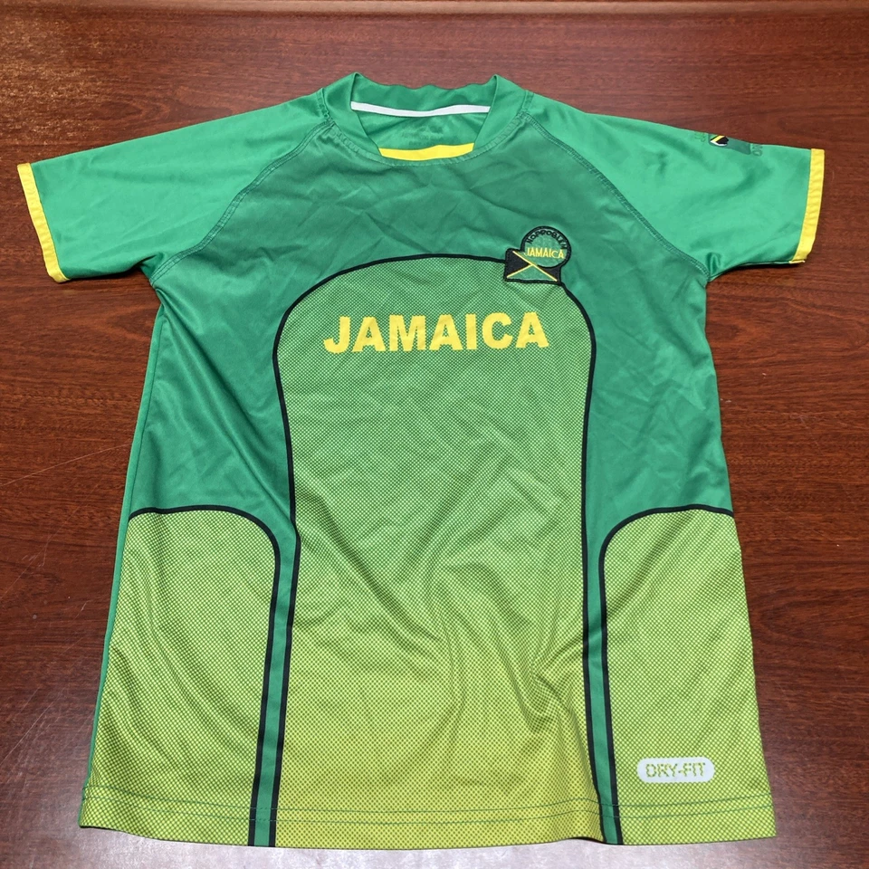 Camiseta deportiva de fútbol verde Jamrock para hombre Jamaica ajuste seco sin problemas juvenil mediana Foto 1 de 4