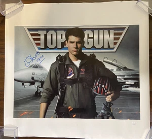 TOM SKERITT *VIPER* HANDSIGNIERTES LEINWAND TOP GUN FILMPOSTER 24 X 23" JSA/COA - Bild 1 von 3