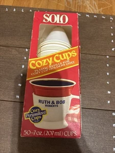 Vintage SOLO COZY CUPS Refills Box of 50 white 7 oz New Sealed Prop Retro - Picture 1 of 6
