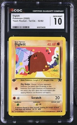Pokemon PSA CGC 10 GEM MINT TEAM ROCKET 1ST EDITION DIGLETT 52/82 2000 - Image 1 of 2