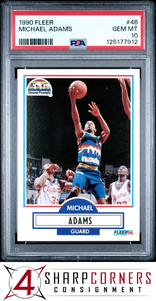 1990 FLEER #46 MICHAEL ADAMS NUGGETS PSA 10 - Image 1 of 3