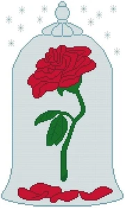 KREUZSTICH + BASTELMUSTER Die Schöne & Biest Rose Glasblütenblätter Magische Blume Blätter - Bild 1 von 19