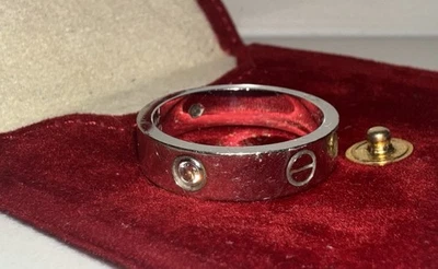 Cartier Love Ring 18K White Gold 3 Diamond Size 64 (Classic Model) Authentic - Image 1 of 4